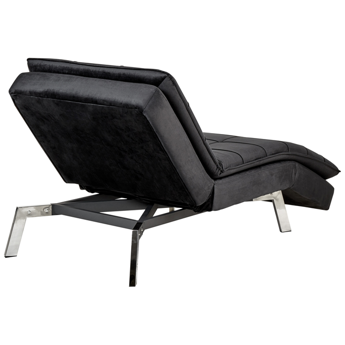 Chaise Longue Velluto nero e Poggiapiedi Regolabili Moderna Glamour