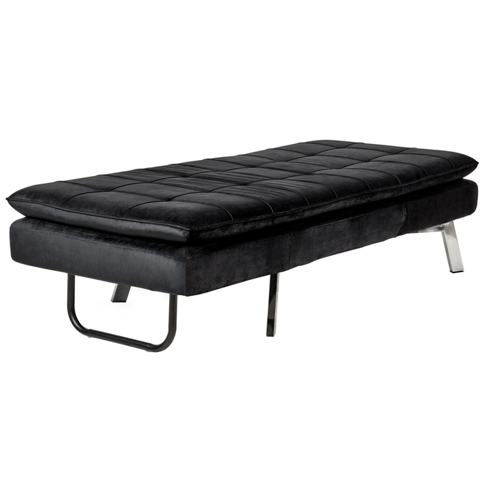 Chaise Longue Velluto nero e Poggiapiedi Regolabili Moderna Glamour