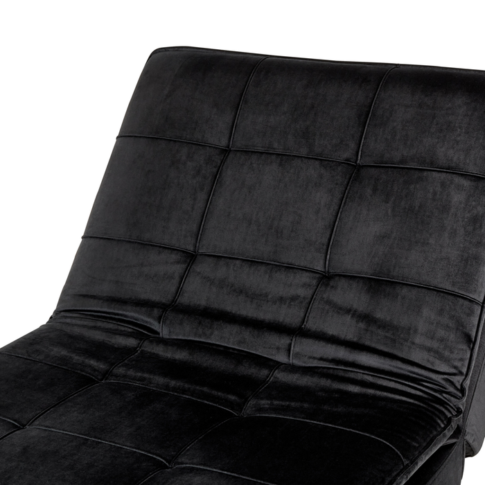 Chaise Longue Velluto nero e Poggiapiedi Regolabili Moderna Glamour