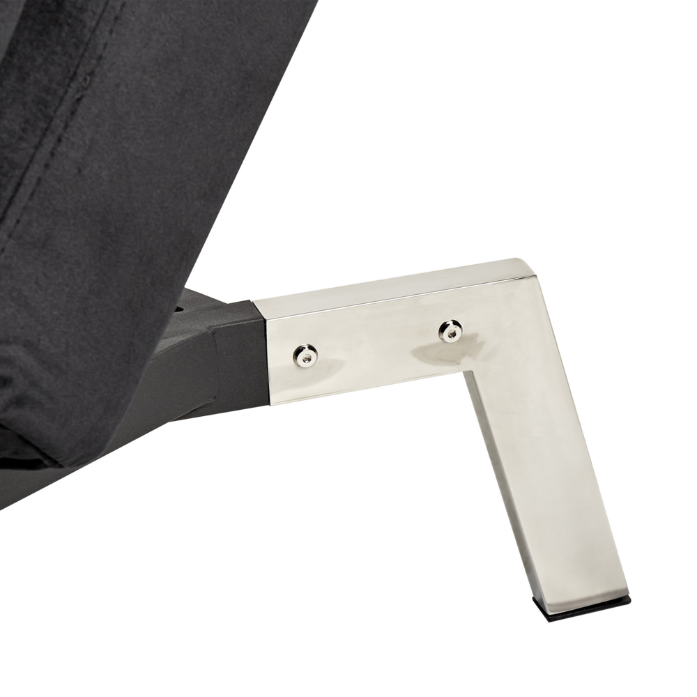 Chaise Longue Velluto nero e Poggiapiedi Regolabili Moderna Glamour