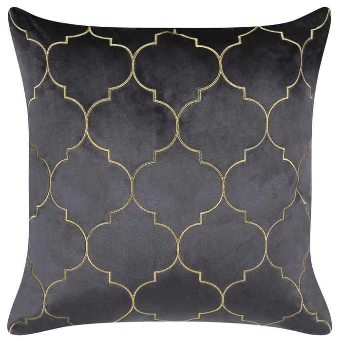 Set di 2 cuscini decorativi grigio 45 x 45 cm con frange e motivo orientale elegante glamour