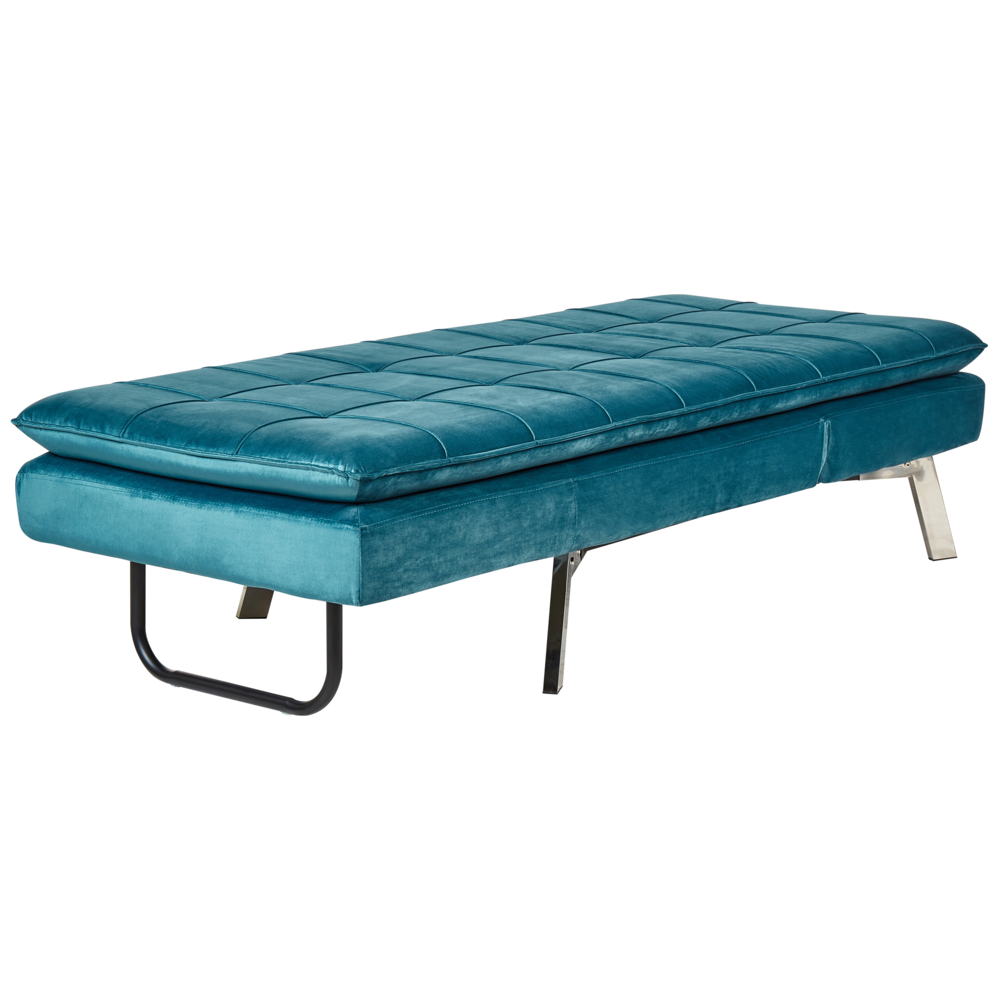 Chaise Longue Velluto verde acqua Schienale e Poggiapiedi Regolabili Moderna Glamour