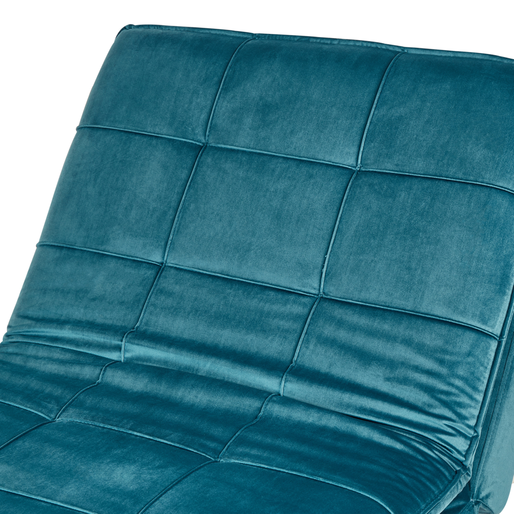 Chaise Longue Velluto verde acqua Schienale e Poggiapiedi Regolabili Moderna Glamour