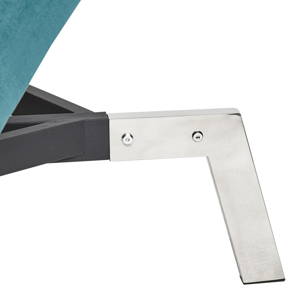 Chaise Longue Velluto verde acqua Schienale e Poggiapiedi Regolabili Moderna Glamour