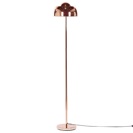 Lampada da Terra Rame Metallo Base Rotonda Cupola Paralume Glam Luce Ambientale Soggiorno Fulmine