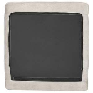 Divano angolare a sinistra grigio in velluto imbottito a forma di L con sedile imbottito e trapuntato e cuscini