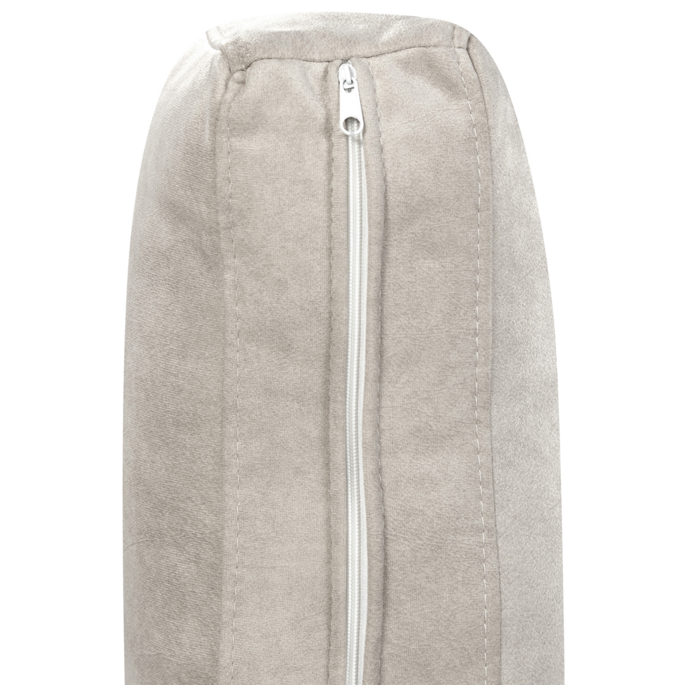 Divano angolare a destra bianco crema in velluto imbottito a forma di L con sedile imbottito e trapuntato e cuscini