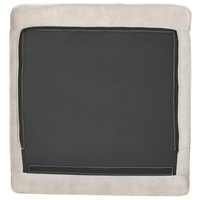 Divano angolare a destra bianco crema in velluto imbottito a forma di L con sedile imbottito e trapuntato e cuscini