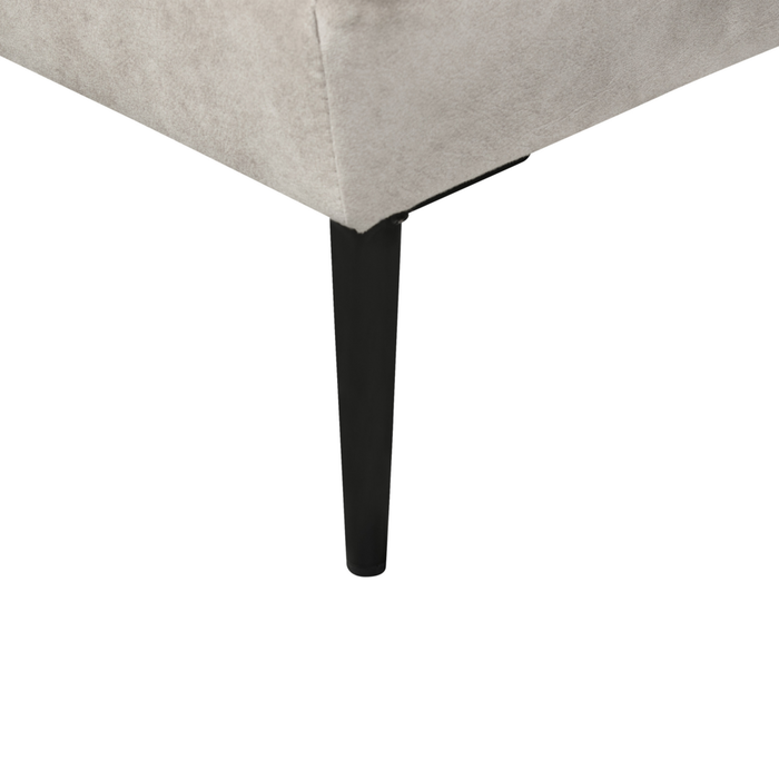 Divano angolare a destra bianco crema in velluto imbottito a forma di L con sedile imbottito e trapuntato e cuscini