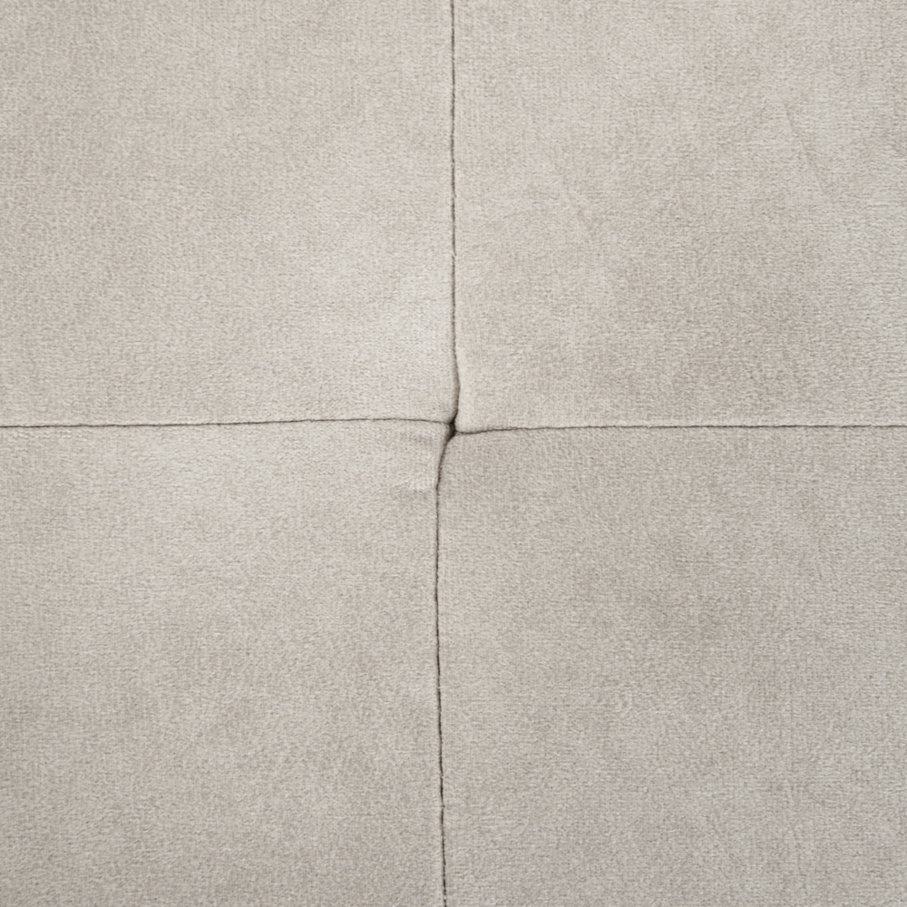 Divano angolare a destra bianco crema in velluto imbottito a forma di L con sedile imbottito e trapuntato e cuscini