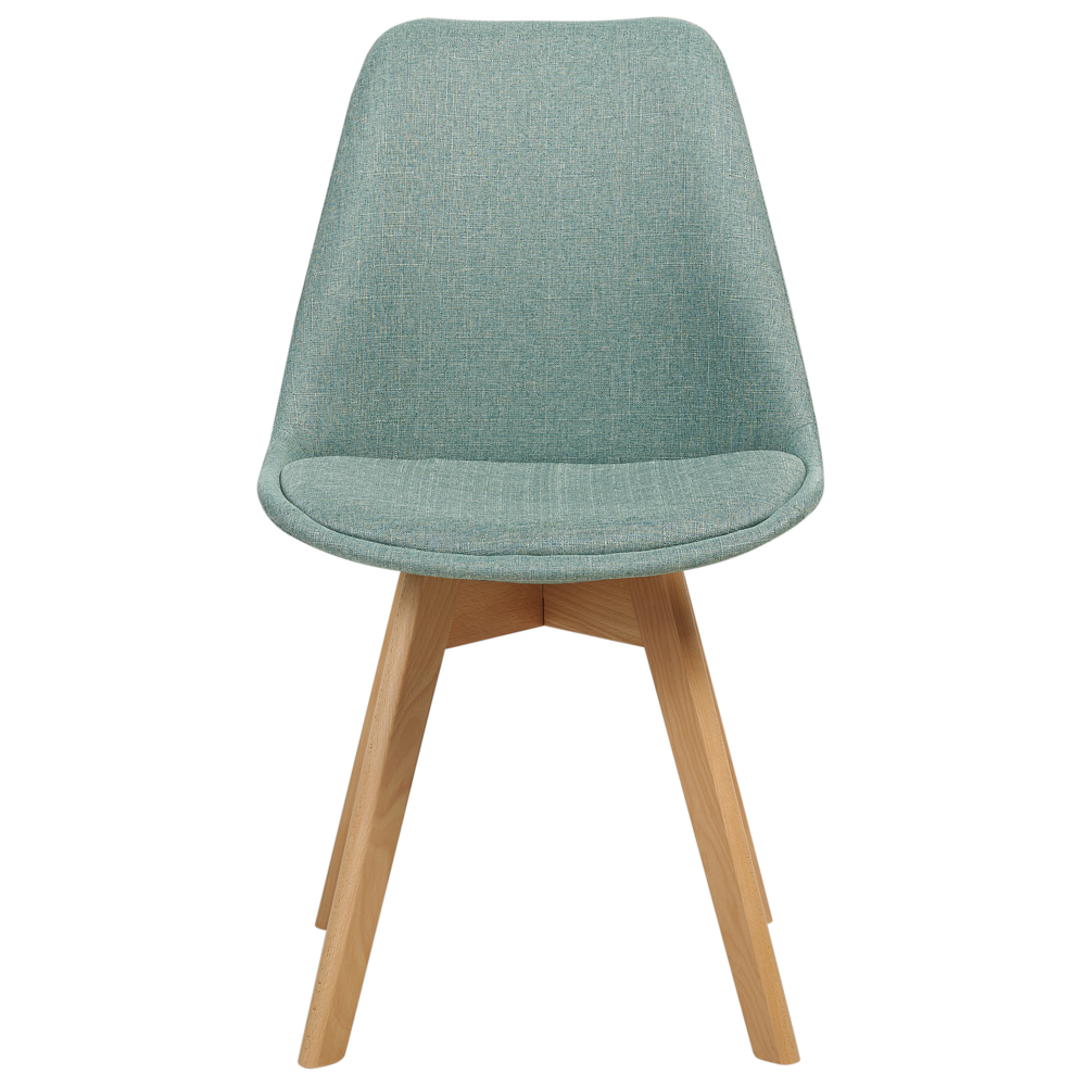 Set di 2 sedie da pranzo con rivestimento in tessuto verde menta gambe in legno eleganti design moderno	