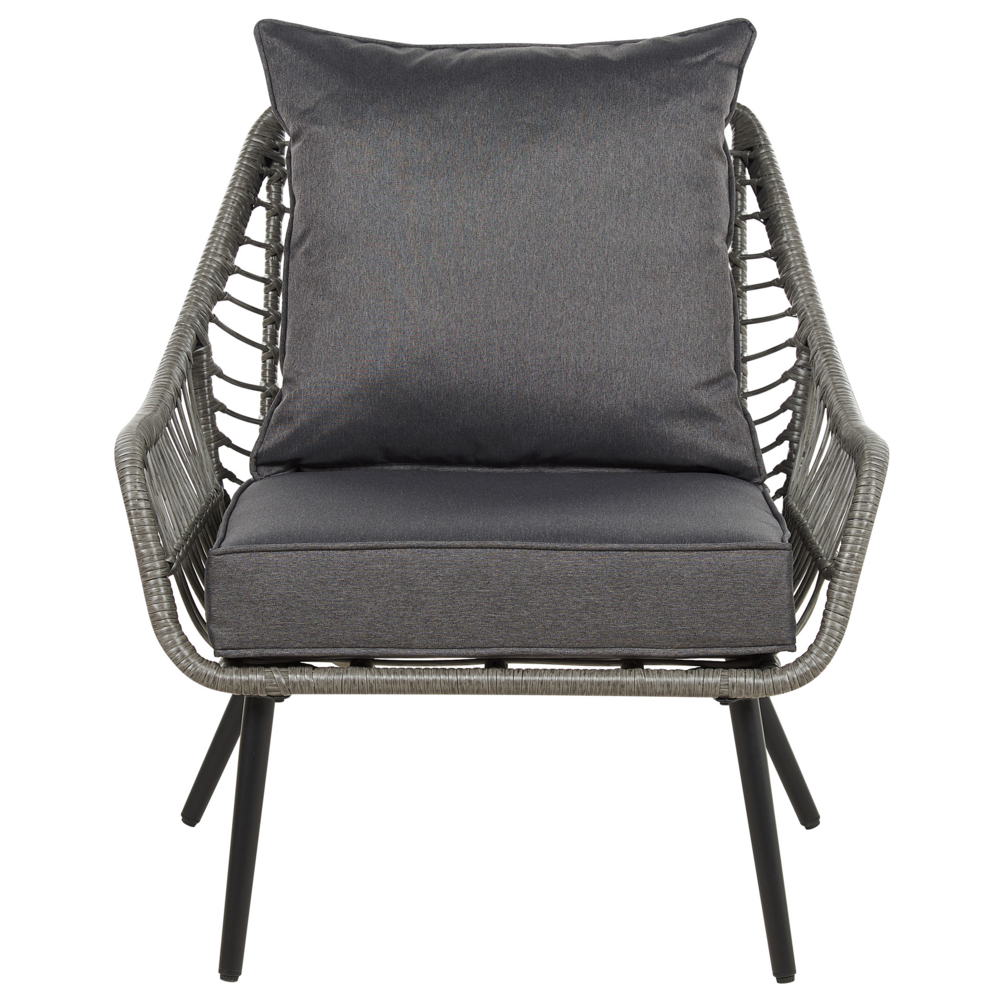 Set da Balcone con Tavolino e 2 Sedie in Finto Rattan Beige con Cuscini da esterno giardino terrazzo balcone