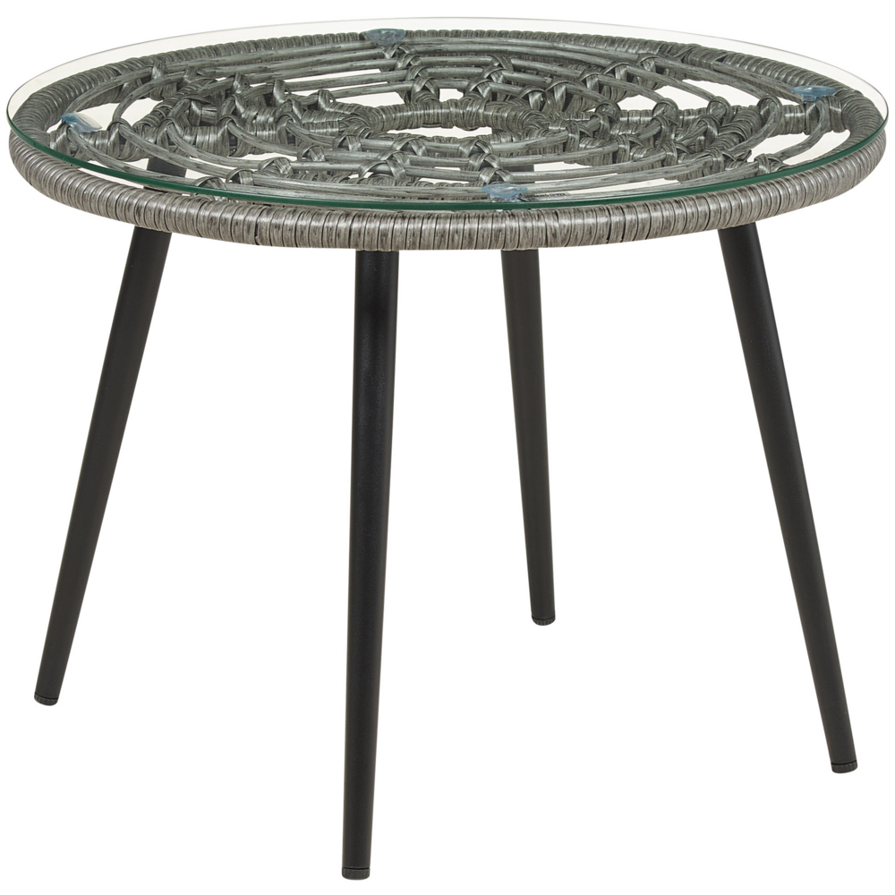 Set da Balcone con Tavolino e 2 Sedie in Finto Rattan Beige con Cuscini da esterno giardino terrazzo balcone