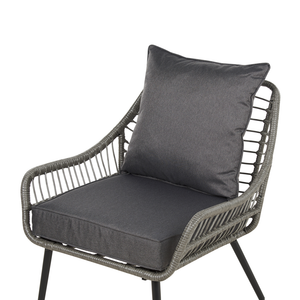 Set da Balcone con Tavolino e 2 Sedie in Finto Rattan Beige con Cuscini da esterno giardino terrazzo balcone