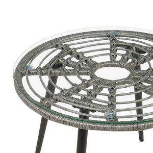 Set da Balcone con Tavolino e 2 Sedie in Finto Rattan Beige con Cuscini da esterno giardino terrazzo balcone