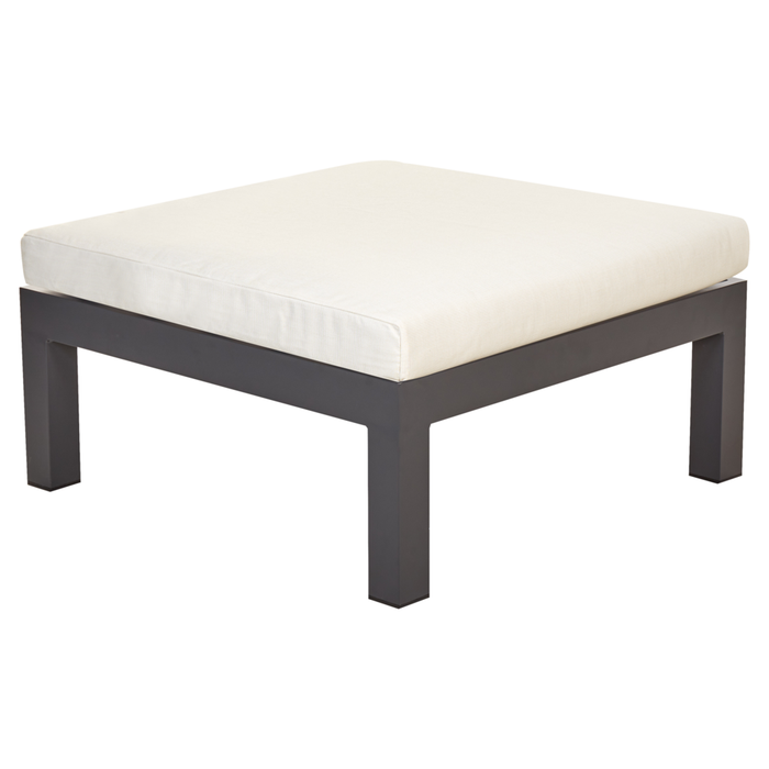 Set da giardino 5 posti in alluminio nero e grigio con divano e cuscini beige e tavolo a doghe set moderno scandinavo esterno