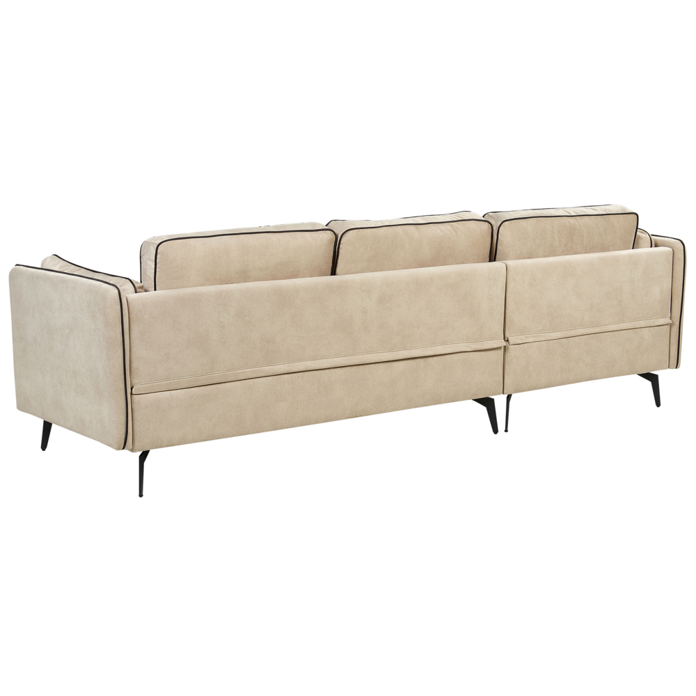 Divano 3 posti angolare regolabile lato destro in velluto beige stile moderno design classico
