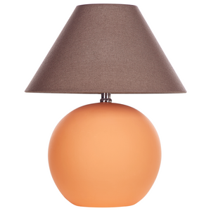 Lampada da tavolo in ceramica con base in terracotta nero e paralume in tessuto di lino illuminazione tradizionale soggiorno camera da letto