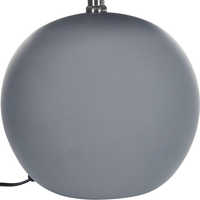 Lampada da tavolo in ceramica grigia con paralume a tamburo in lino e base rotonda stile design contemporaneo