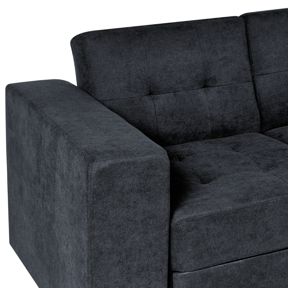 Divano letto componibile Pouf contenitore nero Cassetti estraibili Click Clack Vassoio ribaltabile