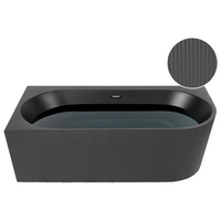 Vasca da bagno angolare destra in acrilico nero opaco 170 x 80 cm Finitura scanalata Bagno in stile moderno