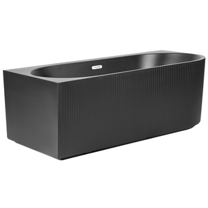 Vasca da bagno angolare destra in acrilico nero opaco 170 x 80 cm Finitura scanalata Bagno in stile moderno