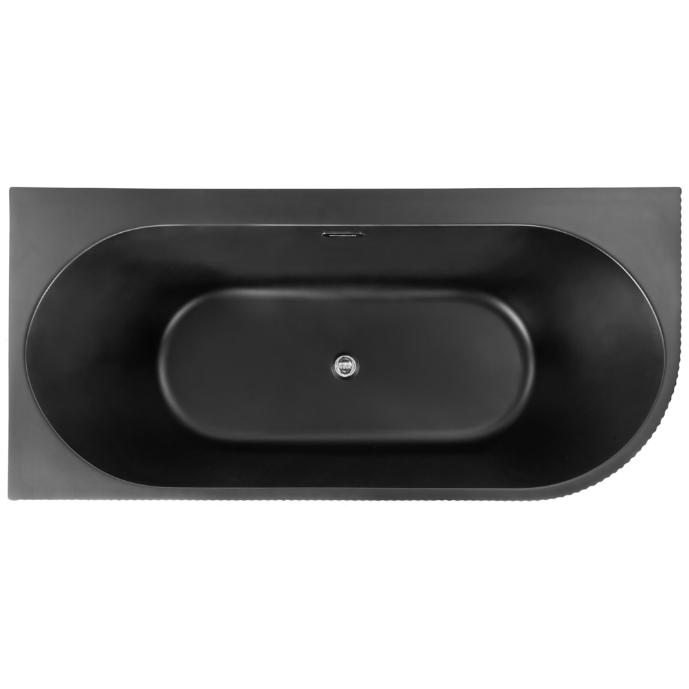 Vasca da bagno angolare destra in acrilico nero opaco 170 x 80 cm Finitura scanalata Bagno in stile moderno