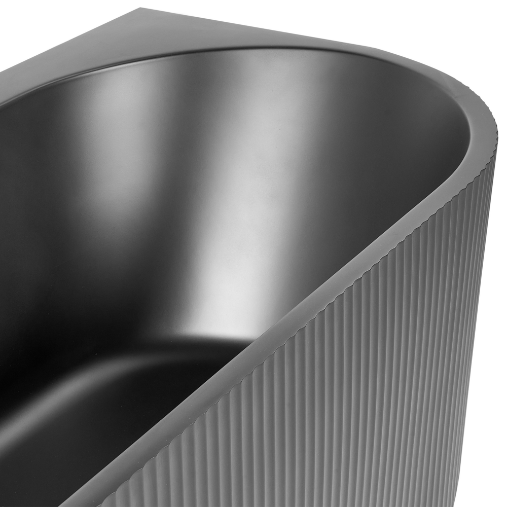 Vasca da bagno angolare destra in acrilico nero opaco 170 x 80 cm Finitura scanalata Bagno in stile moderno