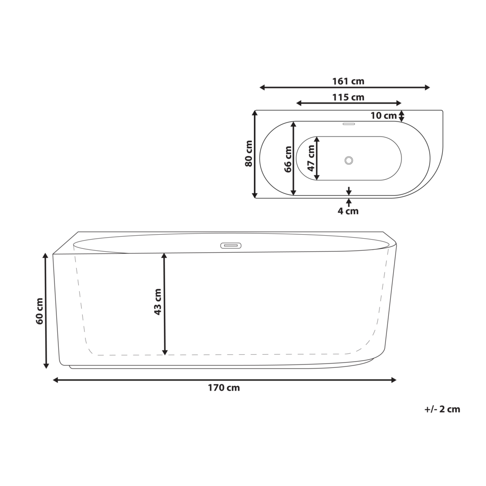 Vasca da bagno angolare destra in acrilico nero opaco 170 x 80 cm Finitura scanalata Bagno in stile moderno