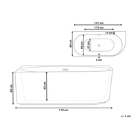Vasca da bagno angolare destra in acrilico nero opaco 170 x 80 cm Finitura scanalata Bagno in stile moderno