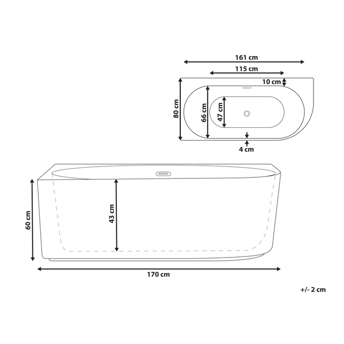 Vasca da bagno angolare destra in acrilico nero opaco 170 x 80 cm Finitura scanalata Bagno in stile moderno