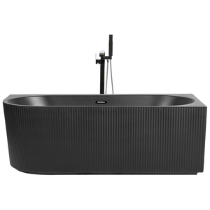 Vasca da bagno angolare sinistra in acrilico nero opaco 170 x 80 cm Finitura scanalata Bagno in stile moderno