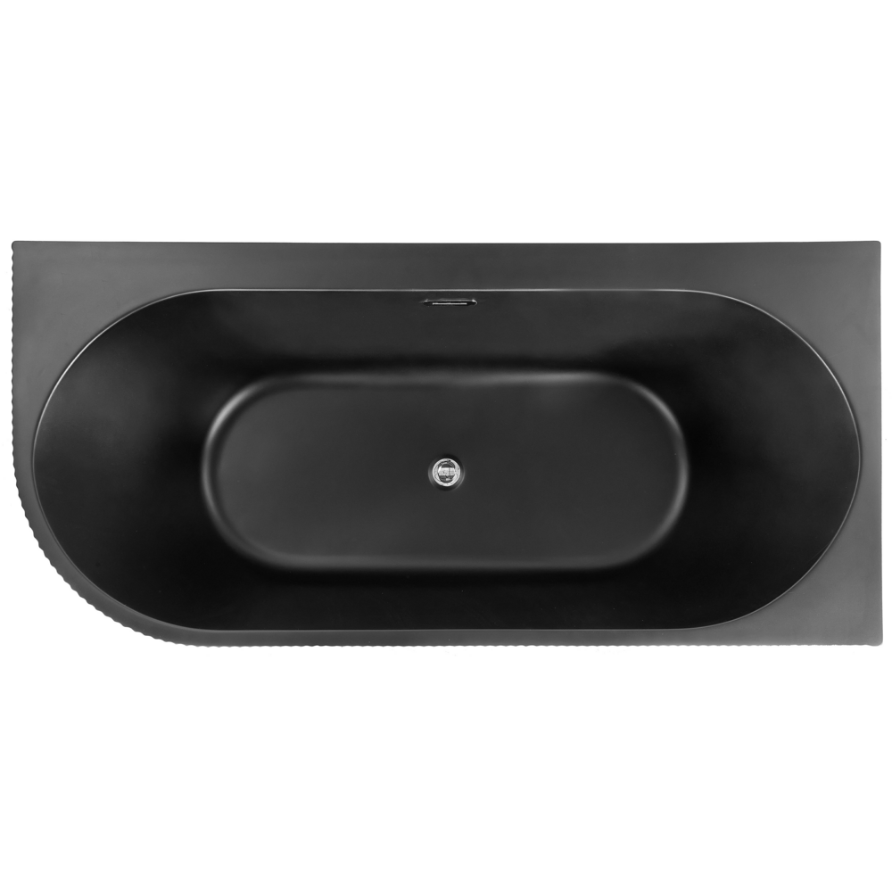Vasca da bagno angolare sinistra in acrilico nero opaco 170 x 80 cm Finitura scanalata Bagno in stile moderno