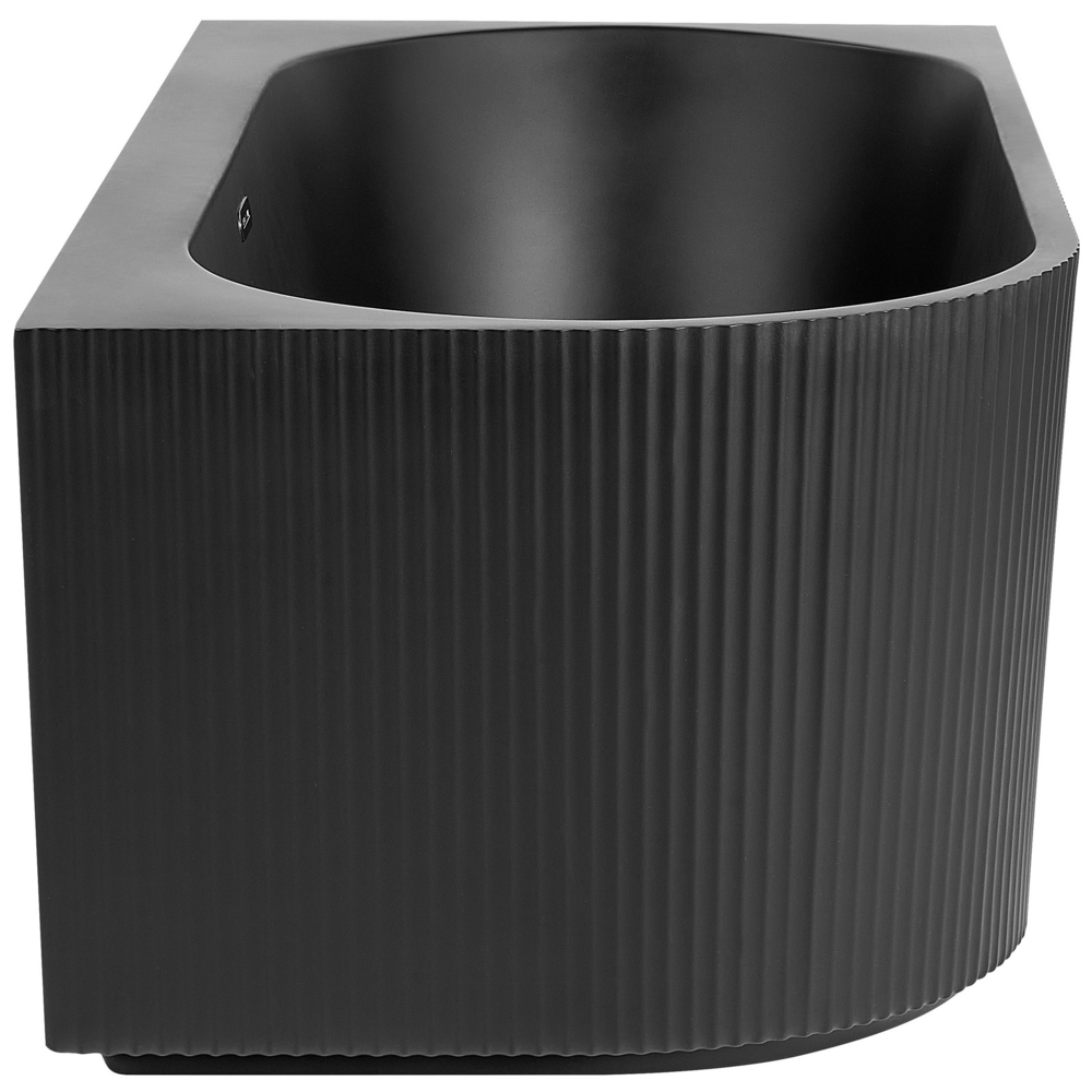 Vasca da bagno angolare sinistra in acrilico nero opaco 170 x 80 cm Finitura scanalata Bagno in stile moderno