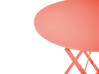 Set da balcone 3 elementi tavolo e sedie rotonde da esterno in acciaio rosso corallo pieghevole all'aperto