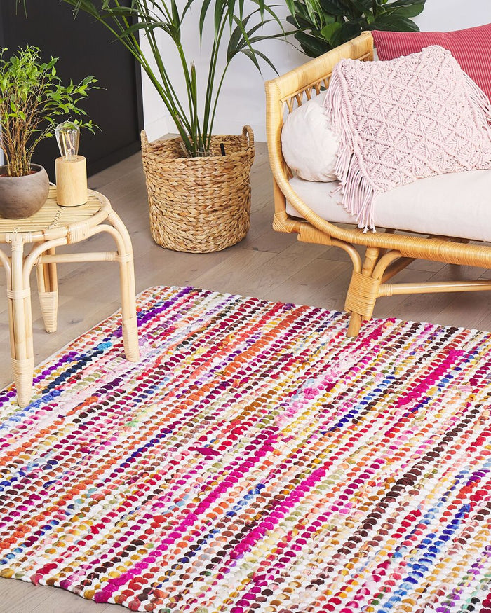 Tappeto di pezza Multicolore 160 x 230 cm Rettangolare Tessuto a Mano Boho Eclettico
