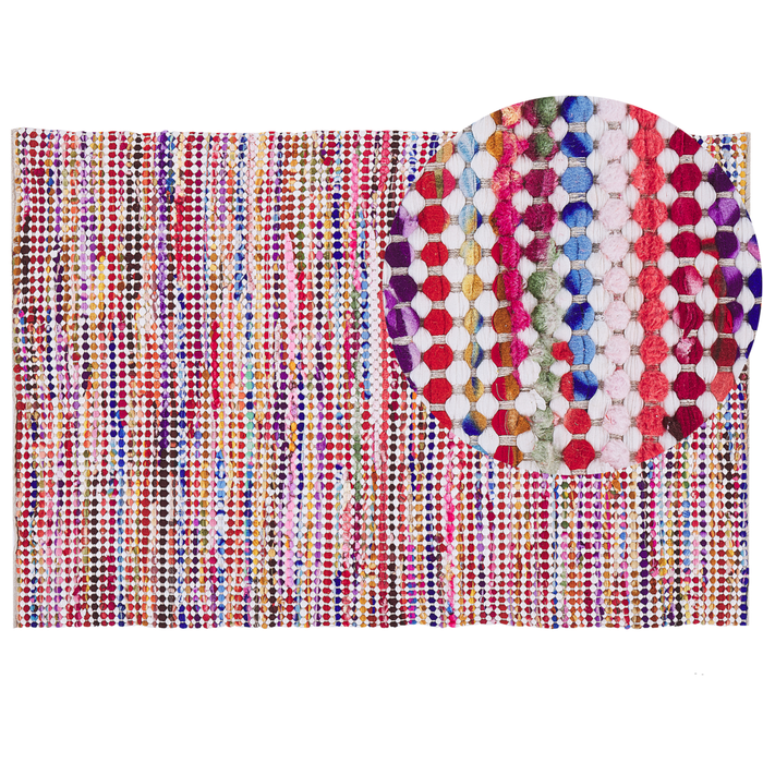 Tappeto di pezza Multicolore 160 x 230 cm Rettangolare Tessuto a Mano Boho Eclettico