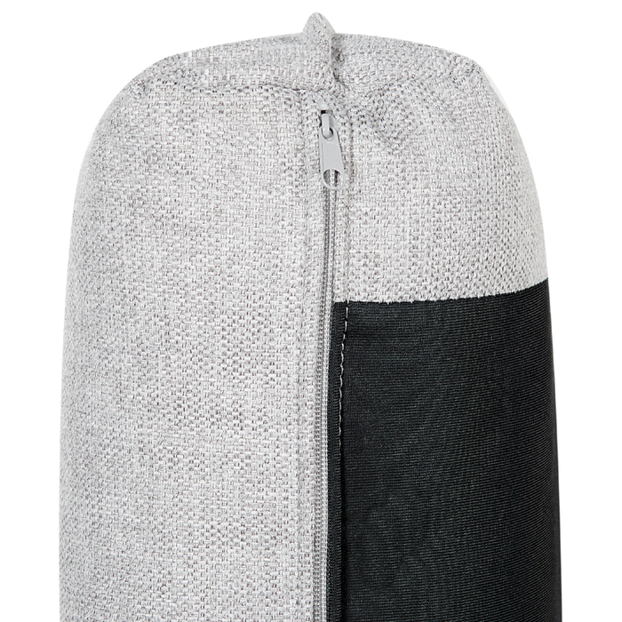 Divano angolare Grigio chiaro Tessuto di lino Rivestimenti in metallo Gambe a sinistra Divano a 3 posti Schienale sparpagliato Cuscini