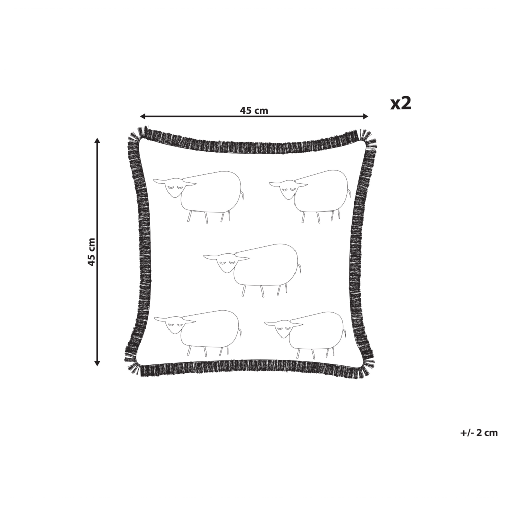 Set di 2 cuscini decorativi Beige Cotone 45 x 45 cm Motivo Pecora Moderno Decor Accessori