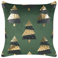 Set di 2 cuscini in velluto con stampa alberi di Natale verde sfoderabili 45 x 45 cm soggiorno camera da letto
