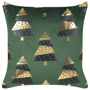 Set di 2 cuscini in velluto con stampa alberi di Natale verde sfoderabili 45 x 45 cm soggiorno camera da letto