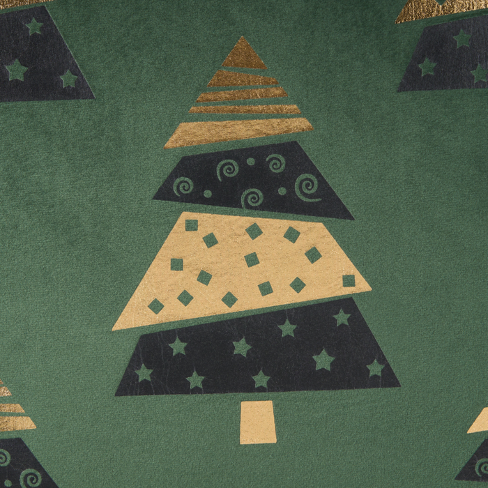 Set di 2 cuscini in velluto con stampa alberi di Natale verde sfoderabili 45 x 45 cm soggiorno camera da letto