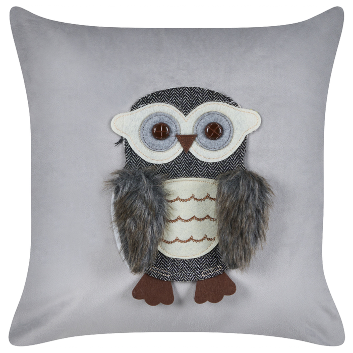 Set di 2 cuscini sparsi in tessuto di velluto grigio 45 x 45 cm Motivo gufo sfoderabile Soggiorno Camera da letto