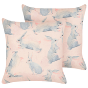 Set di 2 cuscini sparsi in cotone e poliestere grigio 45 x 45 cm Motivo coniglio sfoderabile Soggiorno Camera da letto