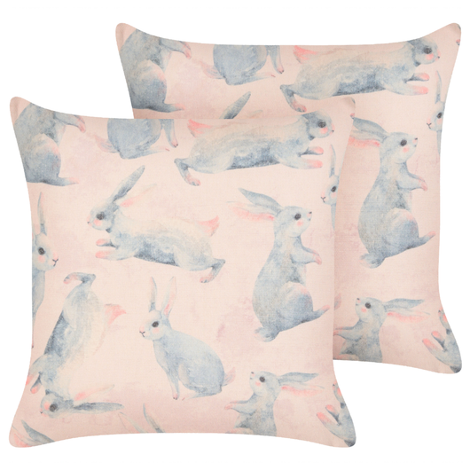 Set di 2 cuscini sparsi in cotone e poliestere grigio 45 x 45 cm Motivo coniglio sfoderabile Soggiorno Camera da letto
