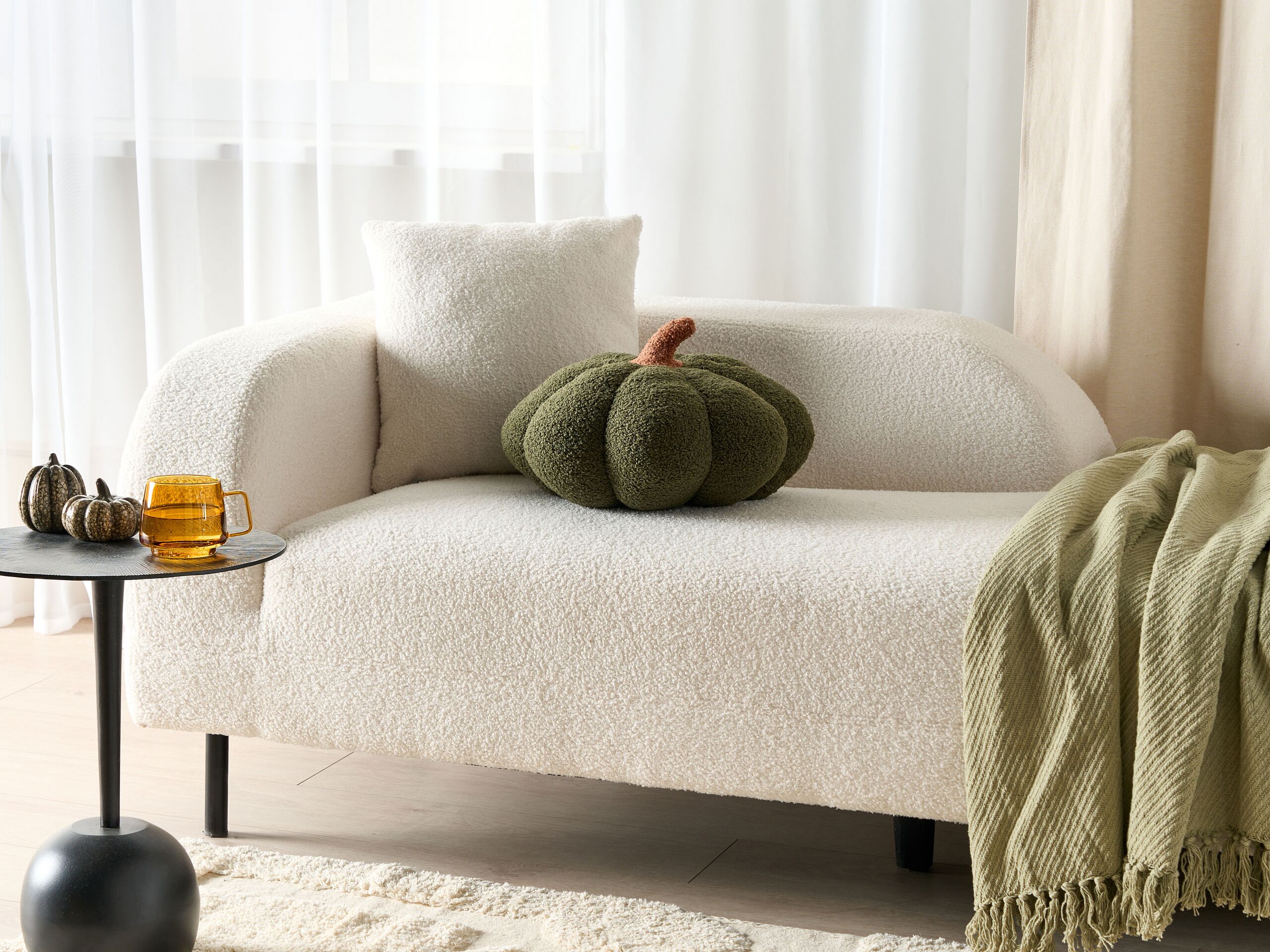 Cuscino di peluche a forma di zucca in tessuto bouclé verde âŒ€ 35 cm decorazione accessorio di halloween