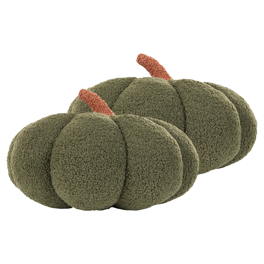 Set 2 cuscini di peluche a forma di zucca in tessuto bouclé verde âŒ€ 35 cm decorazione accessorio di halloween