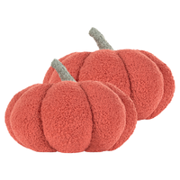 	Set 2 cuscini di peluche a forma di zucca in tessuto bouclé arancione âŒ€ 28 cm decorazione accessorio di halloween