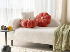 Set 2 cuscini di peluche a forma di zucca in tessuto bouclé arancione âŒ€ 35 cm decorazione accessorio di halloween