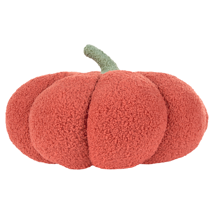 Set 2 cuscini di peluche a forma di zucca in tessuto bouclé arancione âŒ€ 35 cm decorazione accessorio di halloween